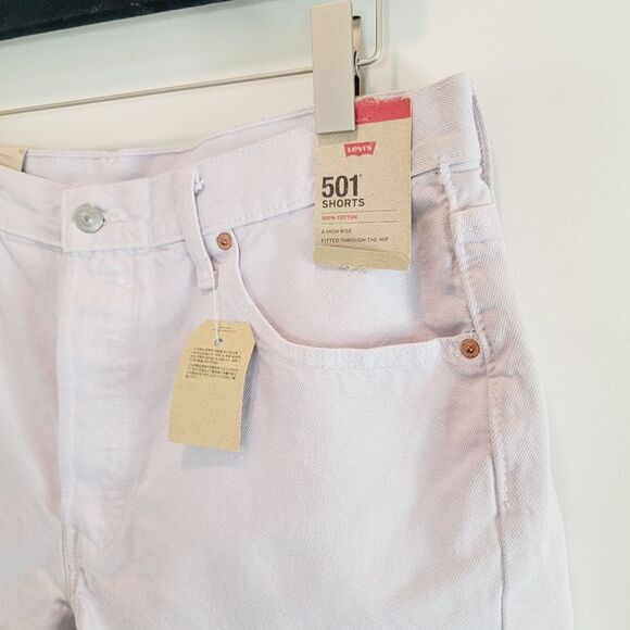 Levi's 501 High Waist HighRise Button Fly  Front Raw Hem Denim Short NWT Size 33 - Picture 5 of 12